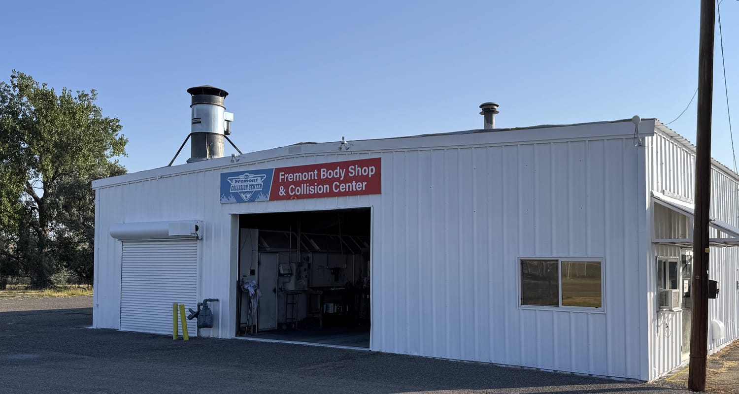 The Fremont Collision Center shop building in Lander